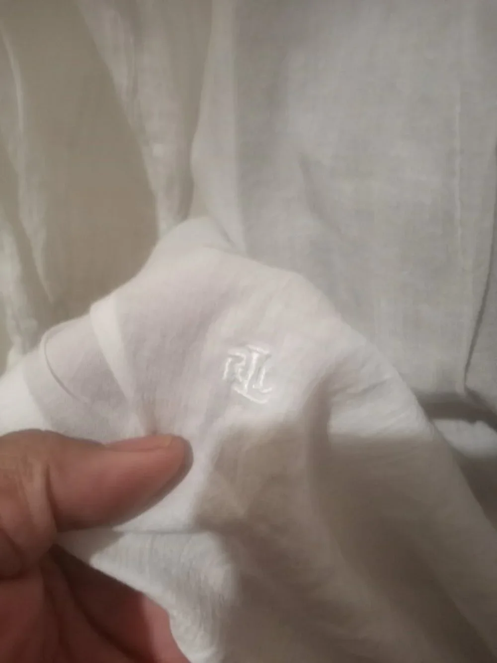 New Lauren Ralph Lauren Woman Blouse Large L White Gauze Pintuck Tunic Top Split - Picture 6 of 13